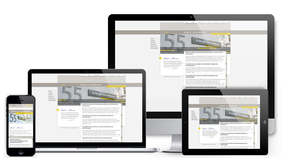 Darstellung der Webseite auf mobilen Geräten: Kanzlei Salvermoser